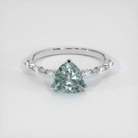 1.58 Ct. Greenish Blue Sapphire Ring, 14K White Gold 1