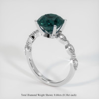 3.43 Ct. Greenish Blue Sapphire Ring, 14K White Gold 2