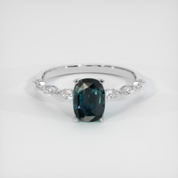 2.61 Ct. Bluish Green Sapphire Ring, 14K White Gold 1