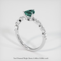 0.83 Ct. Bluish Green Sapphire Ring, 14K White Gold 2