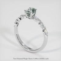 0.79 Ct. Greenish Blue Sapphire Ring, 14K White Gold 2