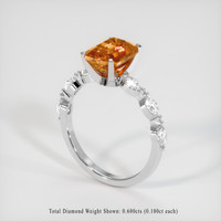 3.05 Ct. Orange Sapphire Ring, 14K White Gold 2