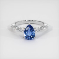 1.25 Ct. Blue Sapphire Ring, 18K White Gold 1