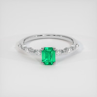 0.54 Ct. Emerald Ring, 18K White Gold 1