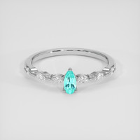 0.16 Ct. Bluish Green Paraiba Tourmaline Ring, 18K White Gold 1