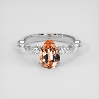 1.76 Ct. Orangish Pink Imperial Topaz Ring, 18K White Gold 1