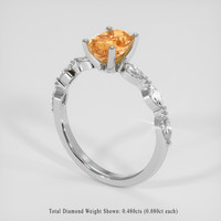 1.36 Ct. Yellowish Orange Precious Topaz Ring, 18K White Gold 2