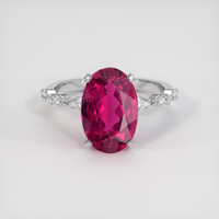 3.20 Ct. Pinkish Red Rubellite Tourmaline Ring, 18K White Gold 1