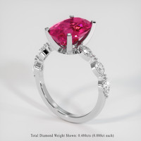 3.20 Ct. Pinkish Red Rubellite Tourmaline Ring, 18K White Gold 2