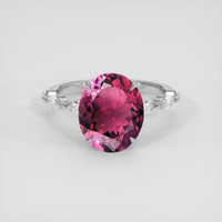 4.22 Ct. Pink Tourmaline Ring, 18K White Gold 1