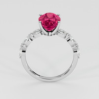 3.03 Ct. Pinkish Red Rubellite Tourmaline Ring, 18K White Gold 3