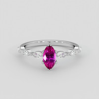 0.78 Ct. Pinkish Purple Sapphire Ring, 18K White Gold 1