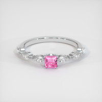 0.31 Ct. Pink Sapphire Ring, 18K White Gold 1