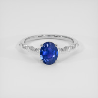 1.08 Ct. Blue Sapphire Ring, 18K White Gold 1