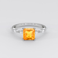 1.18 Ct. Yellowish Orange Sapphire Ring, 18K White Gold 1