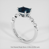 1.58 Ct. Greenish Blue Sapphire Ring, 18K White Gold 2