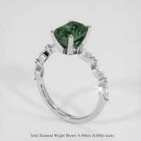 2.53 Ct. Bluish Green Sapphire Ring, 18K White Gold 2