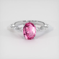 1.53 Ct. Pink Sapphire Ring, 18K White Gold 1