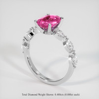 1.53 Ct. Pink Sapphire Ring, 18K White Gold 2