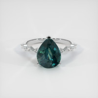 5.04 Ct. Greenish Blue Sapphire Ring, 18K White Gold 1