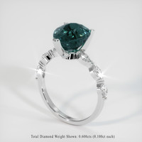 5.04 Ct. Greenish Blue Sapphire Ring, 18K White Gold 2