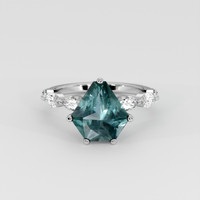 2.67 Ct. Greenish Blue Sapphire Ring, 18K White Gold 1
