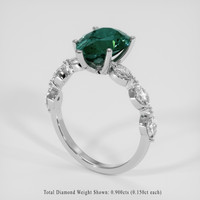 2.96 Ct. Bluish Green Sapphire Ring, 18K White Gold 2