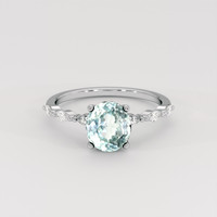1.79 Ct. Bluish Green Sapphire Ring, 18K White Gold 1