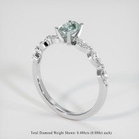 0.76 Ct. Bluish Green Sapphire Ring, 18K White Gold 2
