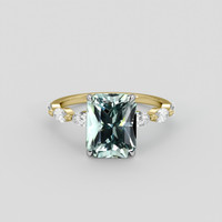 3.39 Ct. Greenish Blue Aquamarine Ring, 18K White & Yellow 1