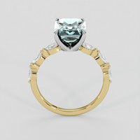 3.39 Ct. Greenish Blue Aquamarine Ring, 18K White & Yellow 3