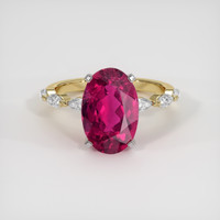 3.20 Ct. Pinkish Red Rubellite Tourmaline Ring, 18K White & Yellow 1