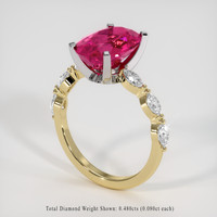 3.20 Ct. Pinkish Red Rubellite Tourmaline Ring, 18K White & Yellow 2