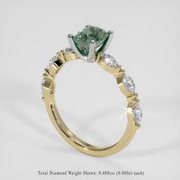 1.20 Ct. Green Sapphire Ring, 18K White & Yellow 2
