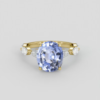 4.35 Ct. Blue Sapphire Ring, 10K Yellow Gold 1