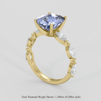4.35 Ct. Blue Sapphire Ring, 10K Yellow Gold 2