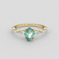 1.36 Ct. Bluish Green Sapphire Ring, 10K Yellow Gold 1