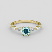 1.08 Ct. Bluish Green Sapphire Ring, 10K Yellow Gold 1