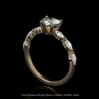 1.10 Ct. White Sapphire Ring, 10K Yellow Gold 2