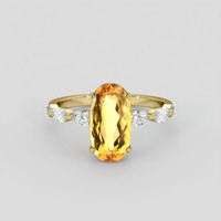3.64 Ct. Orangish Yellow Precious Topaz Ring, 14K Yellow Gold 1