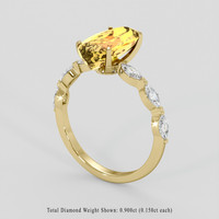 3.64 Ct. Orangish Yellow Precious Topaz Ring, 14K Yellow Gold 2