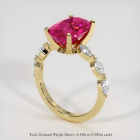 3.20 Ct. Pinkish Red Rubellite Tourmaline Ring, 14K Yellow Gold 2