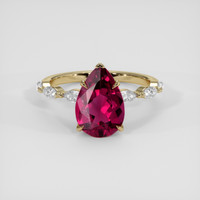 2.26 Ct. Pinkish Red Rubellite Tourmaline Ring, 14K Yellow Gold 1