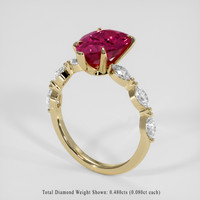 2.26 Ct. Pinkish Red Rubellite Tourmaline Ring, 14K Yellow Gold 2