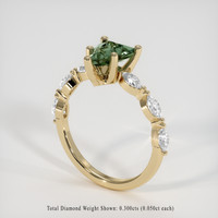 1.09 Ct. Green Sapphire Ring, 14K Yellow Gold 2