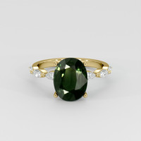3.87 Ct. Green Sapphire Ring, 14K Yellow Gold 1