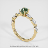0.82 Ct. Bluish Green Sapphire Ring, 14K Yellow Gold 2