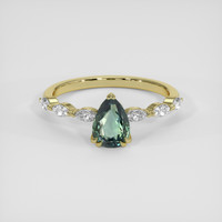 1.51 Ct. Bluish Green Sapphire Ring, 14K Yellow Gold 1