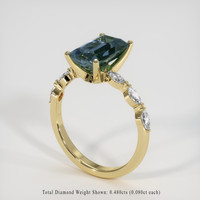 3.10 Ct. Greenish Blue Sapphire Ring, 14K Yellow Gold 2