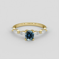 0.80 Ct. Greenish Blue Sapphire Ring, 14K Yellow Gold 1
